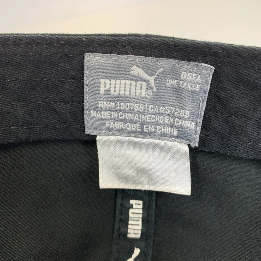 PUMA Black White Hat Adjustable Strap OSFA Unstructured Baseball Cap